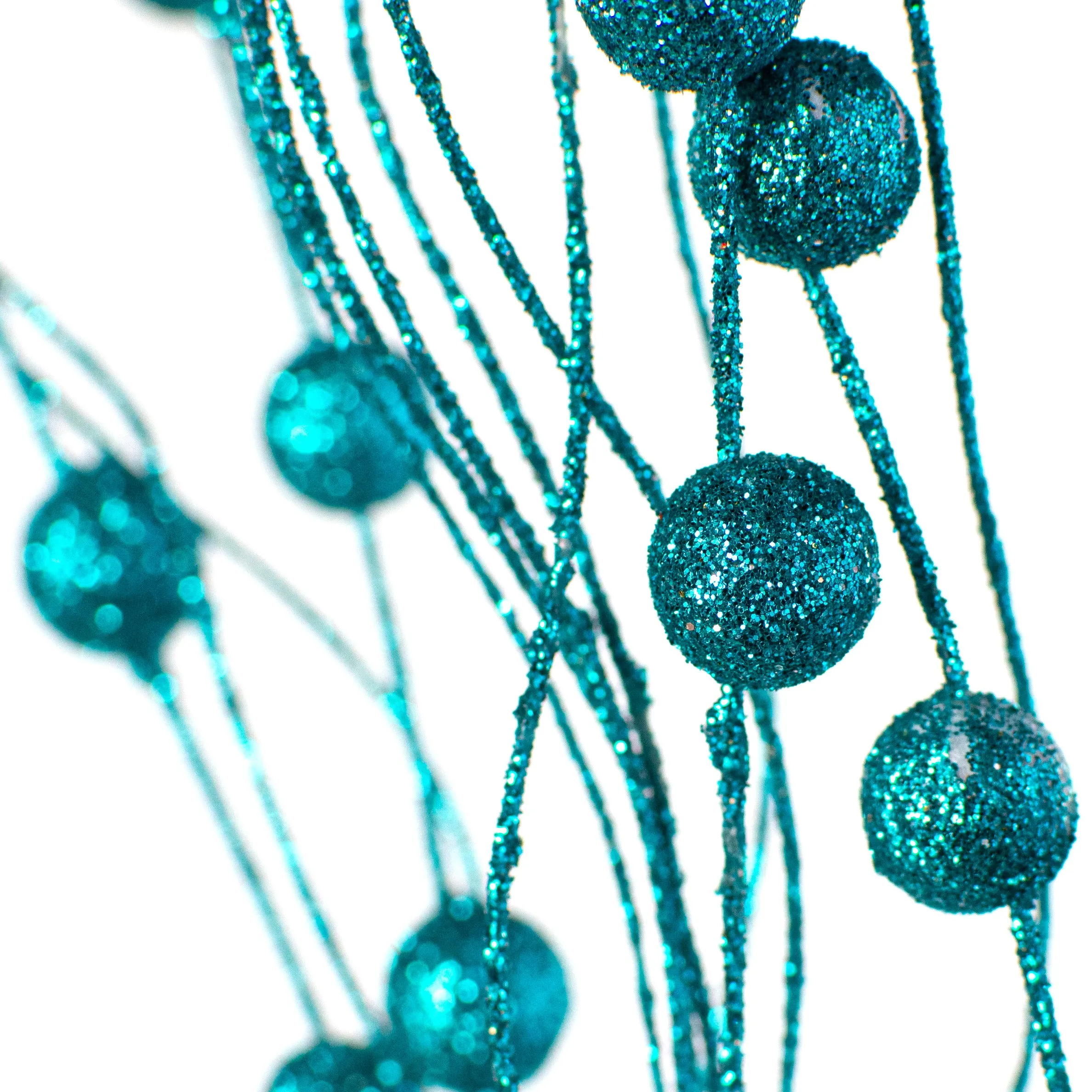 28" Glittered Ball Twig Spray: Turquoise