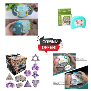 3 in 1 Special Combo: Magic Cube Shape Shifting Puzzle Box, 2024 best PopIt, UFO 8 Sided Rotating Magic Beans Cube Fidget Finger Tip Toy