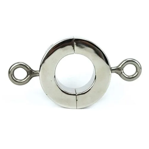 7827M      Half Pound Steel Cock and Ball Torture Ring with Weight Hangers