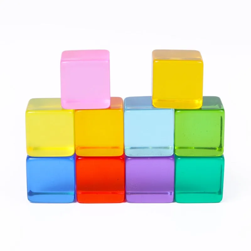 Acrylic Transparent Gem blocks Children Educational Sensory Training Crystal toys Creative Assembling Rainbow blocks for kids