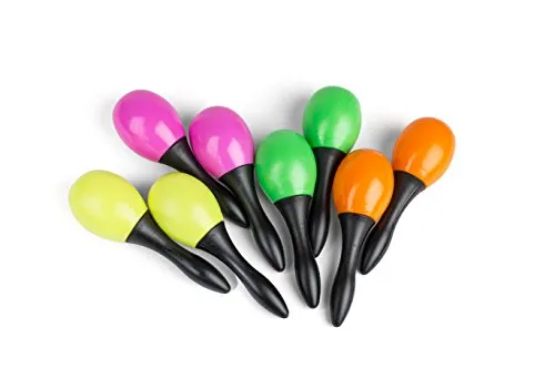 Add Life to The Party! 12 Two Toned Neon and Black Maracas, Colorful Party Favors