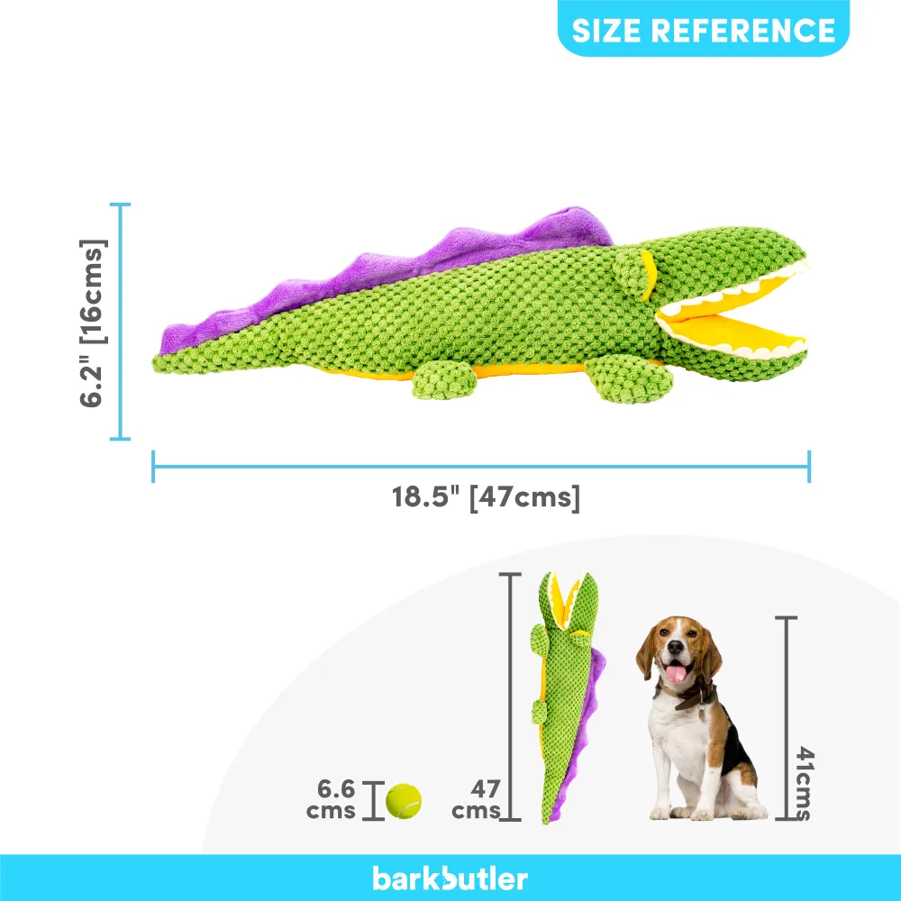 Barkbutler Aly The Gator Plush Toy for Dogs | For Medium Chewers (Green)