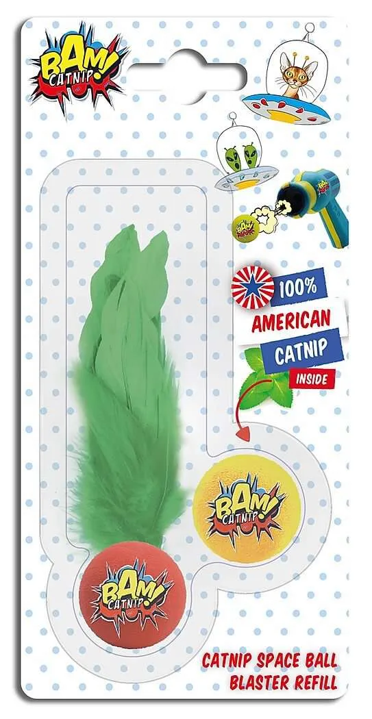 Catnip Pop Gun Ball/Feather Ball Duo