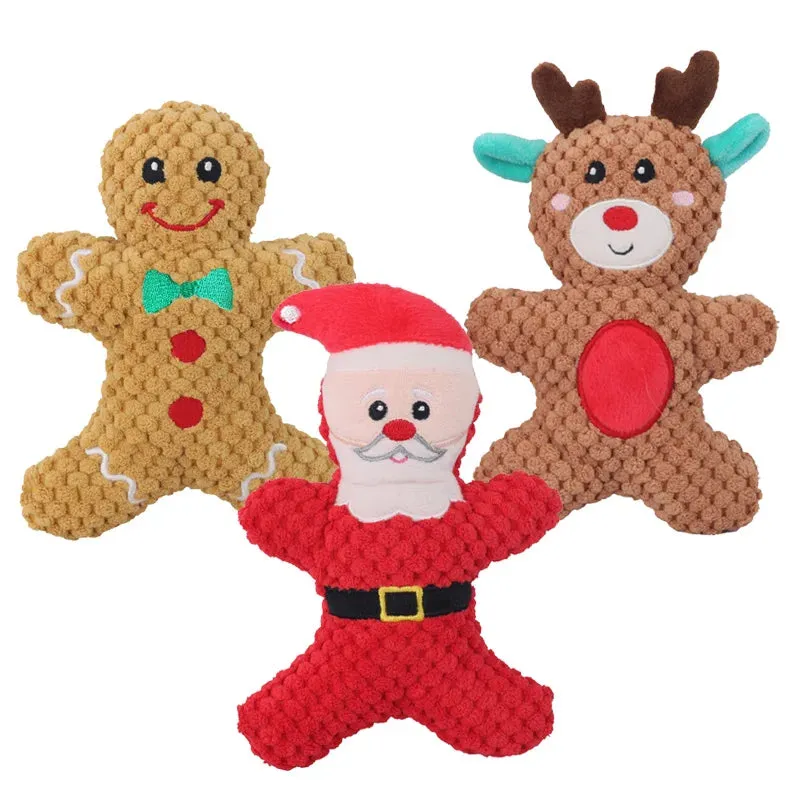 Christmas Themed Plush Dog Toys - Squeaky, Soft, and Fun