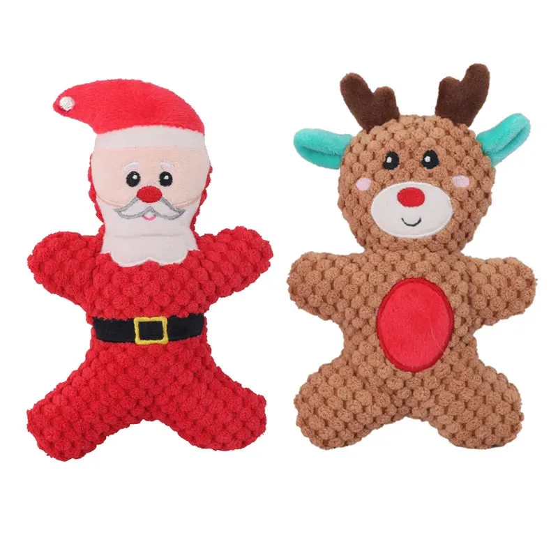 Christmas Themed Plush Dog Toys - Squeaky, Soft, and Fun