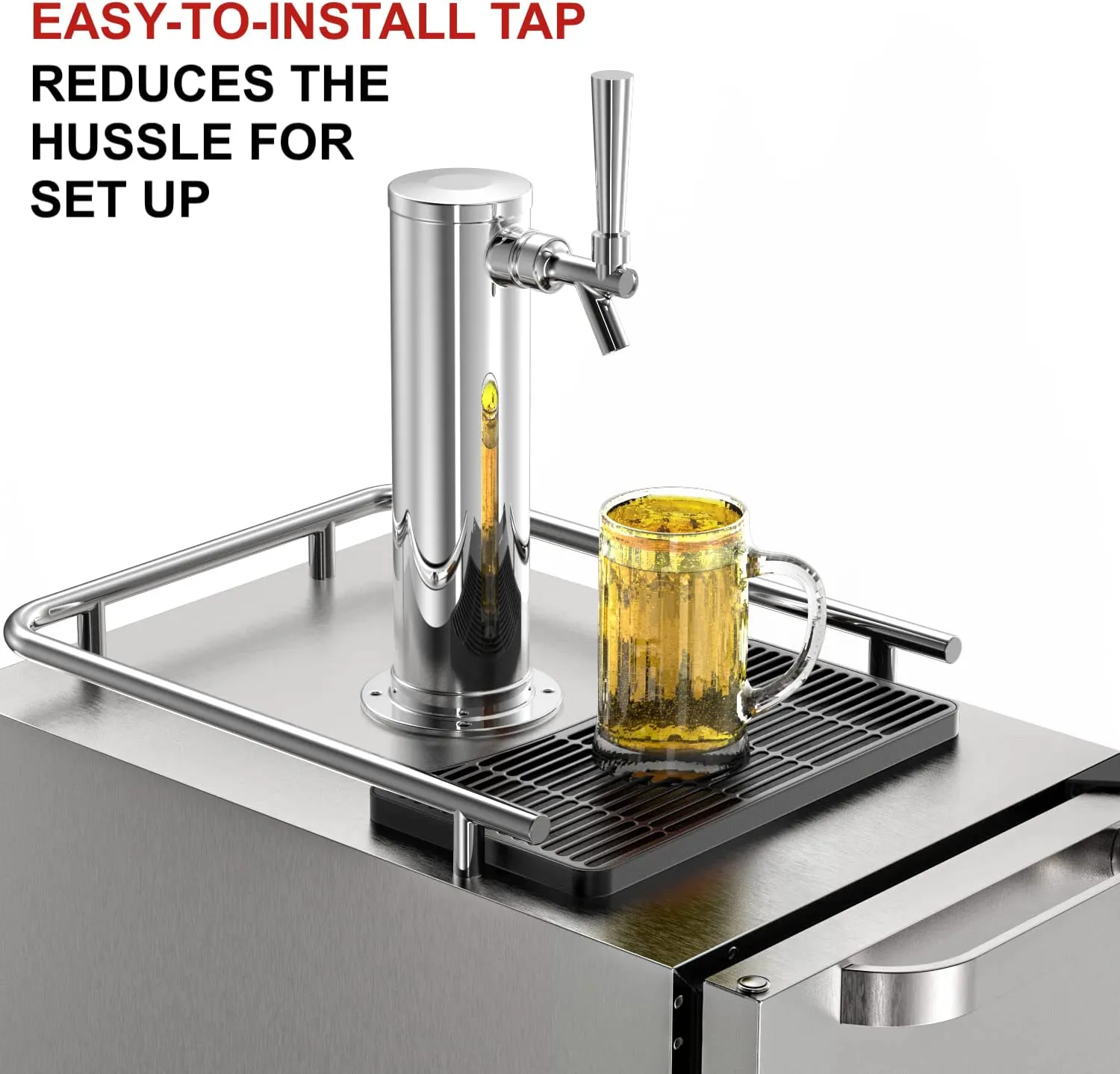 Commercial Grade Outdoor Kegerator and Beverage Refrigerator 2 in 1 Complete Accessories, Digital Control, Auto Defrost High Efficiency Energy Saving