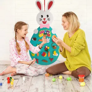 Easter Kids DIY Felt Bunny Pendants Toy with Detachable Alphabet Easter Ornament Kids Easter Gift for Home Door Wall Decoration