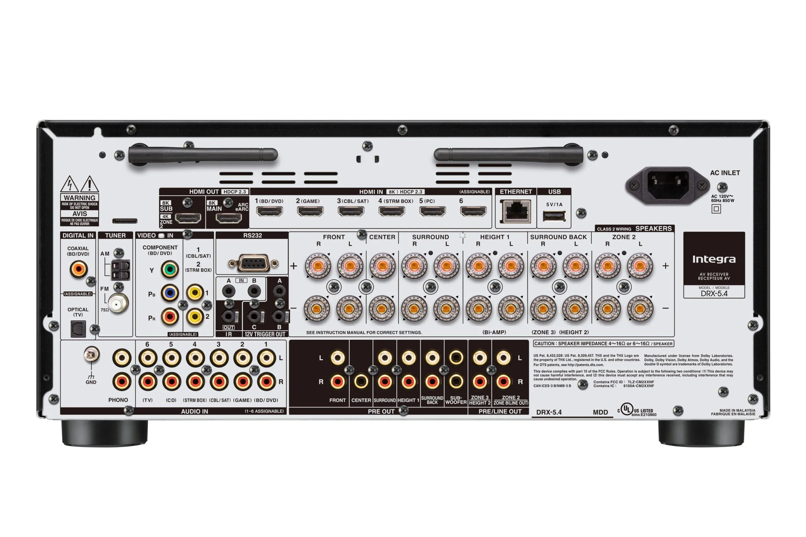 Integra DRX 5.4 9.2-Channel Network AV Receiver, 250W @ 6ohms, 120W FTC x 9 ch with Dirac Live