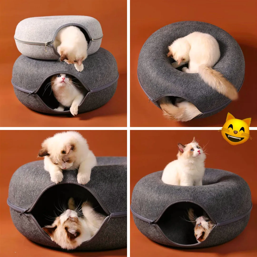 Interactive Basket Cuddly Cat Bed