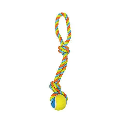 Knots of Fun Tug Rope with Tennis Ball 43cm Dog Toy