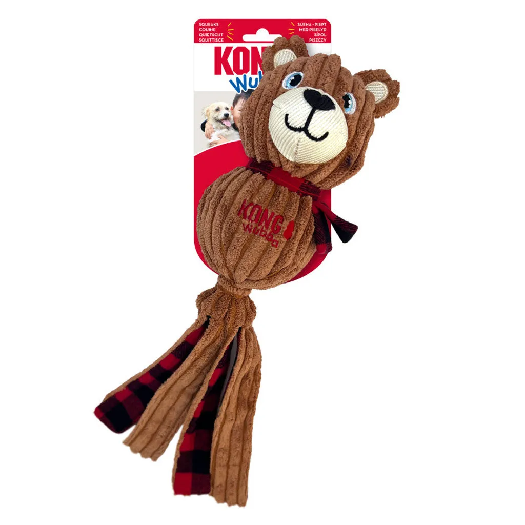 KONG Holiday Wubba Corduroy Bear Dog Toy