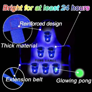 LED Light Up Beverage Apron Pong Cups Fun Game Set