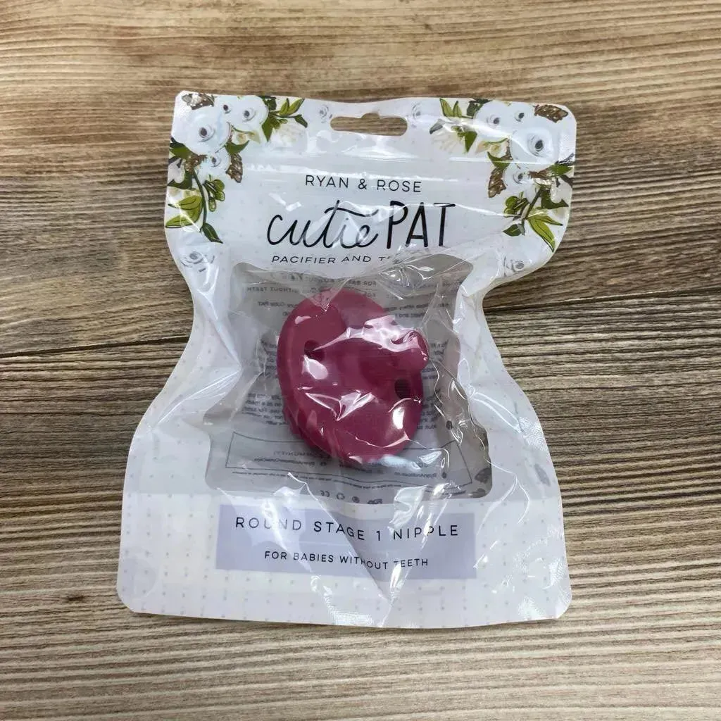 NEW Ryan & Rose Cutie PAT Round Pacifier   Teether Stage 1 Petal