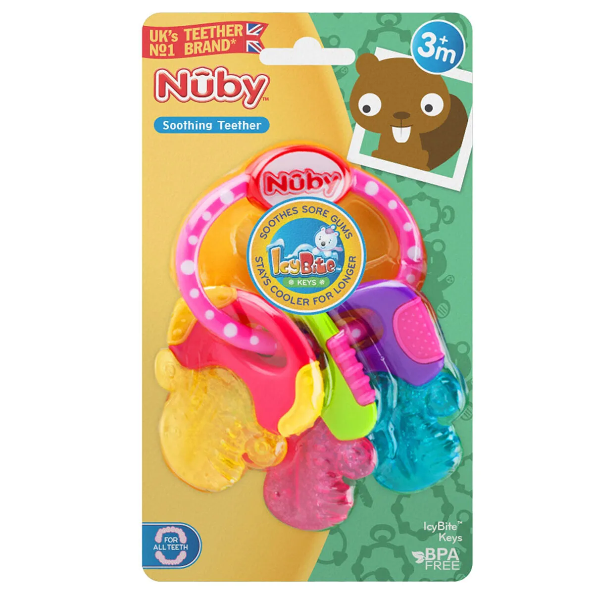 Nuby Icy Bites Keys Pink Teether