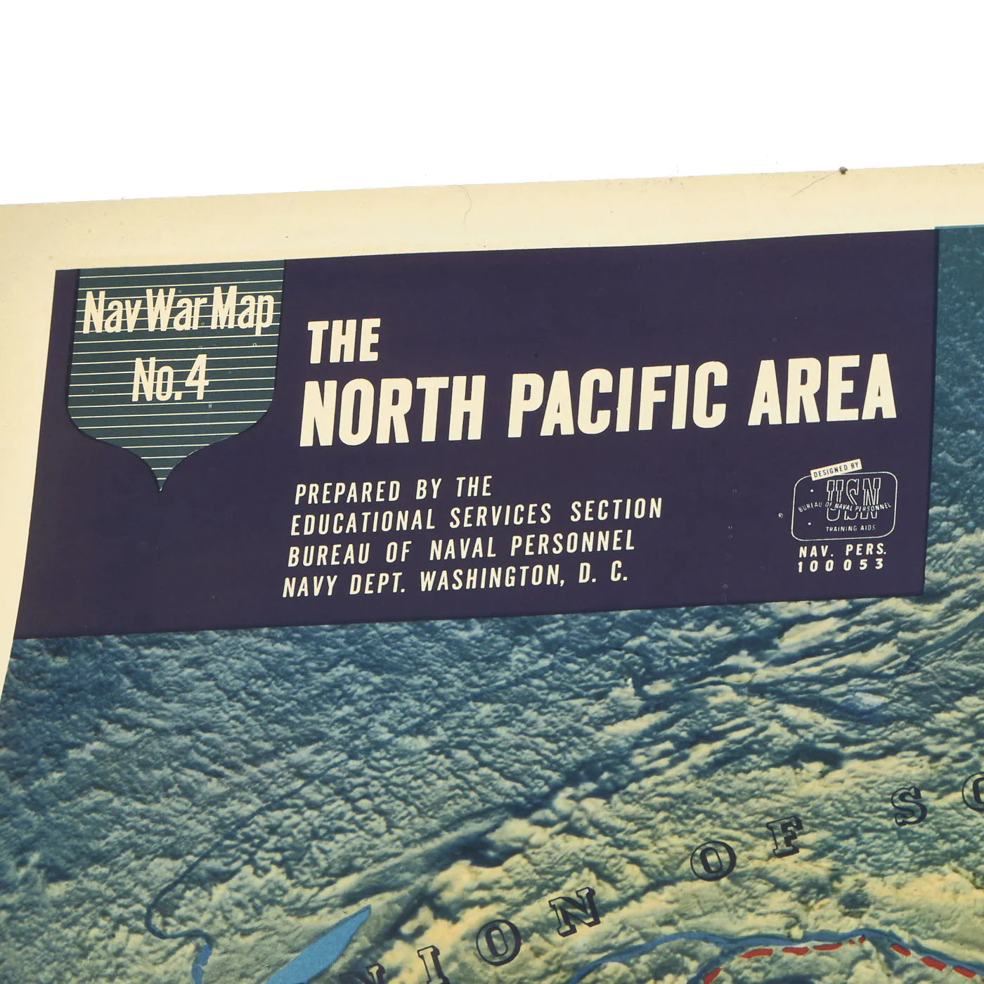 Original U.S. WWII Navy Education Services Map Posters of North Pacific and Southwest Pacific - NavWarMap Series - 2 Items