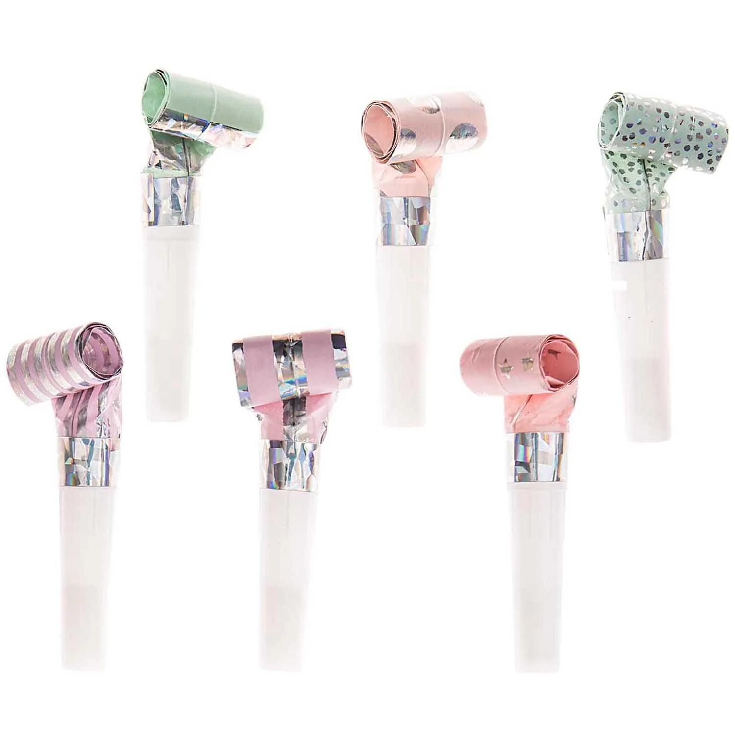 Pastel Shiny Party Blowers (6 Pack)