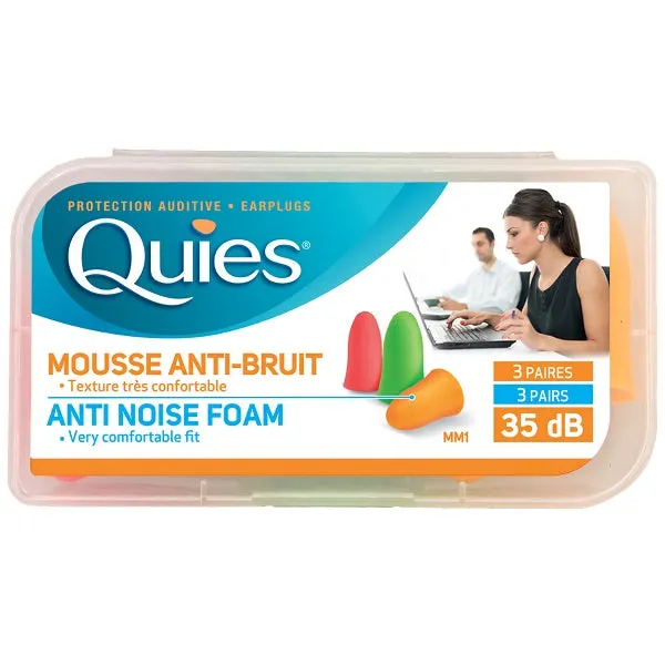 Quies Soft Foam Earplugs (3 Pairs)