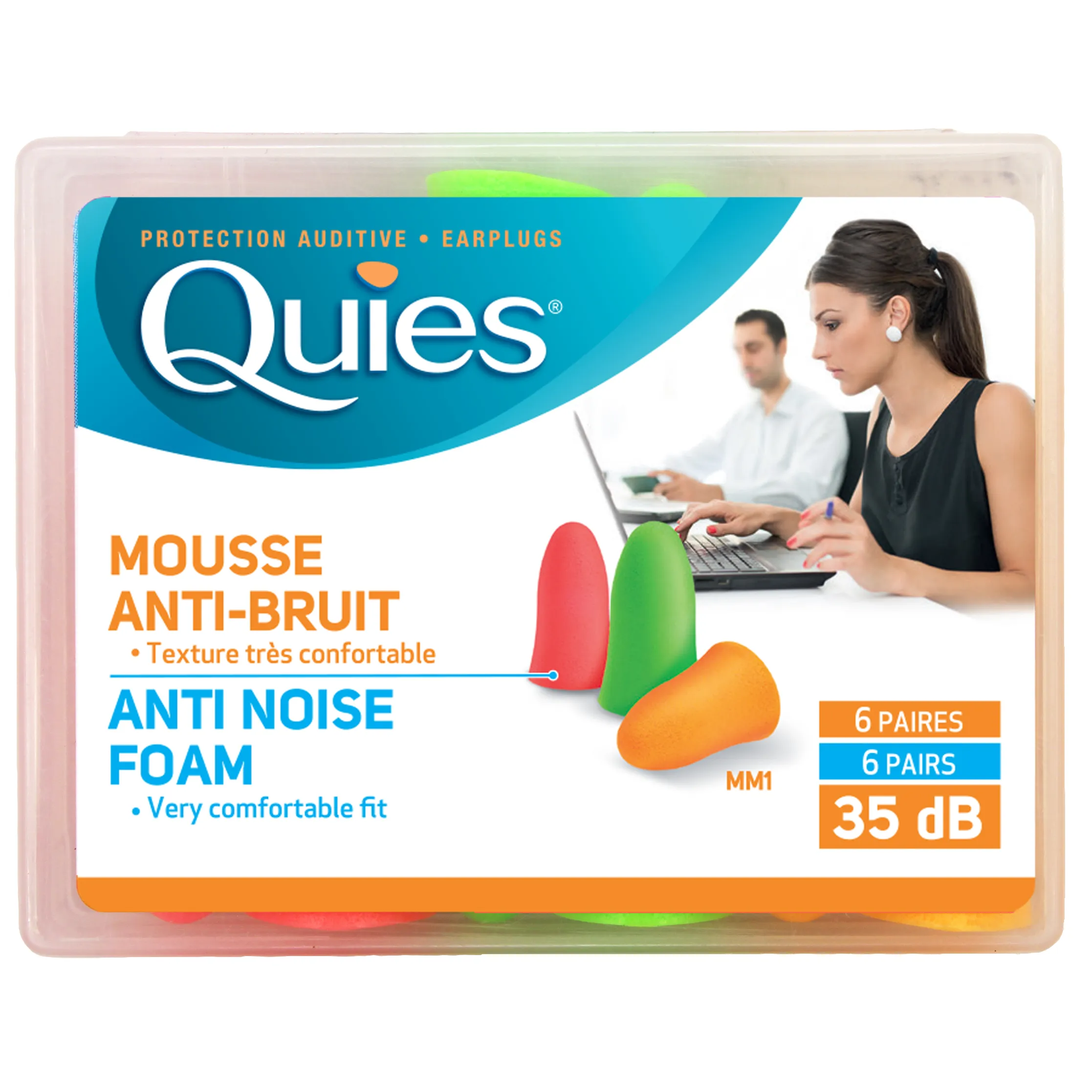 Quies Soft Foam Earplugs (6 Pairs, Soft Fluorescent)