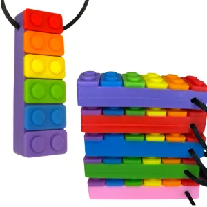 Rectangle Block Sensory Chew Necklace - Free Hygiene Case