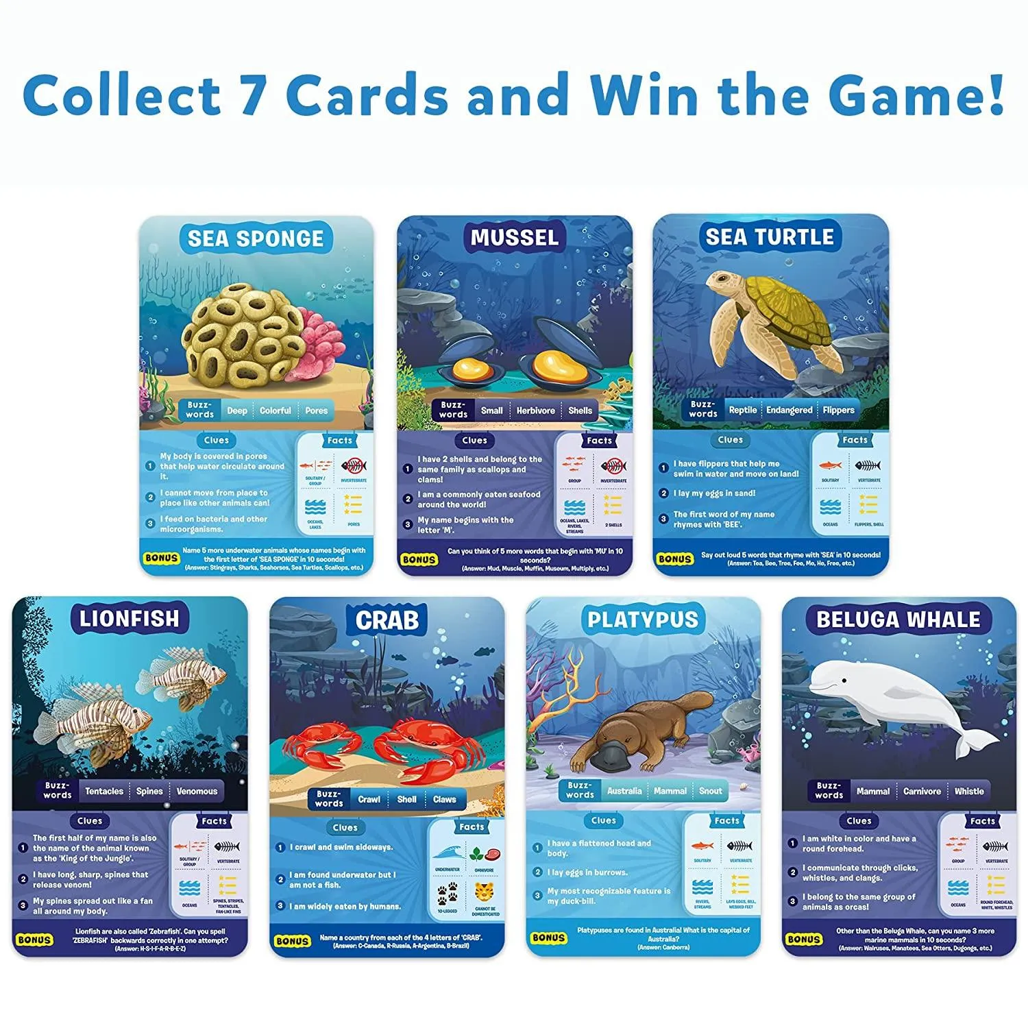 Skillmatics Guess in 10 Underwater Animals - Family Card Game for Ages 8 