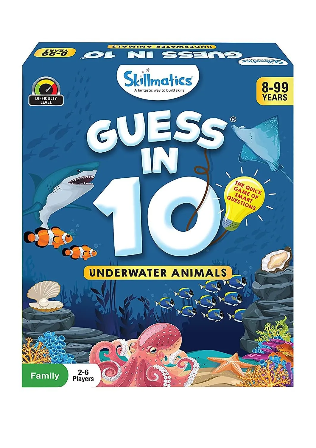 Skillmatics Guess in 10 Underwater Animals - Family Card Game for Ages 8 