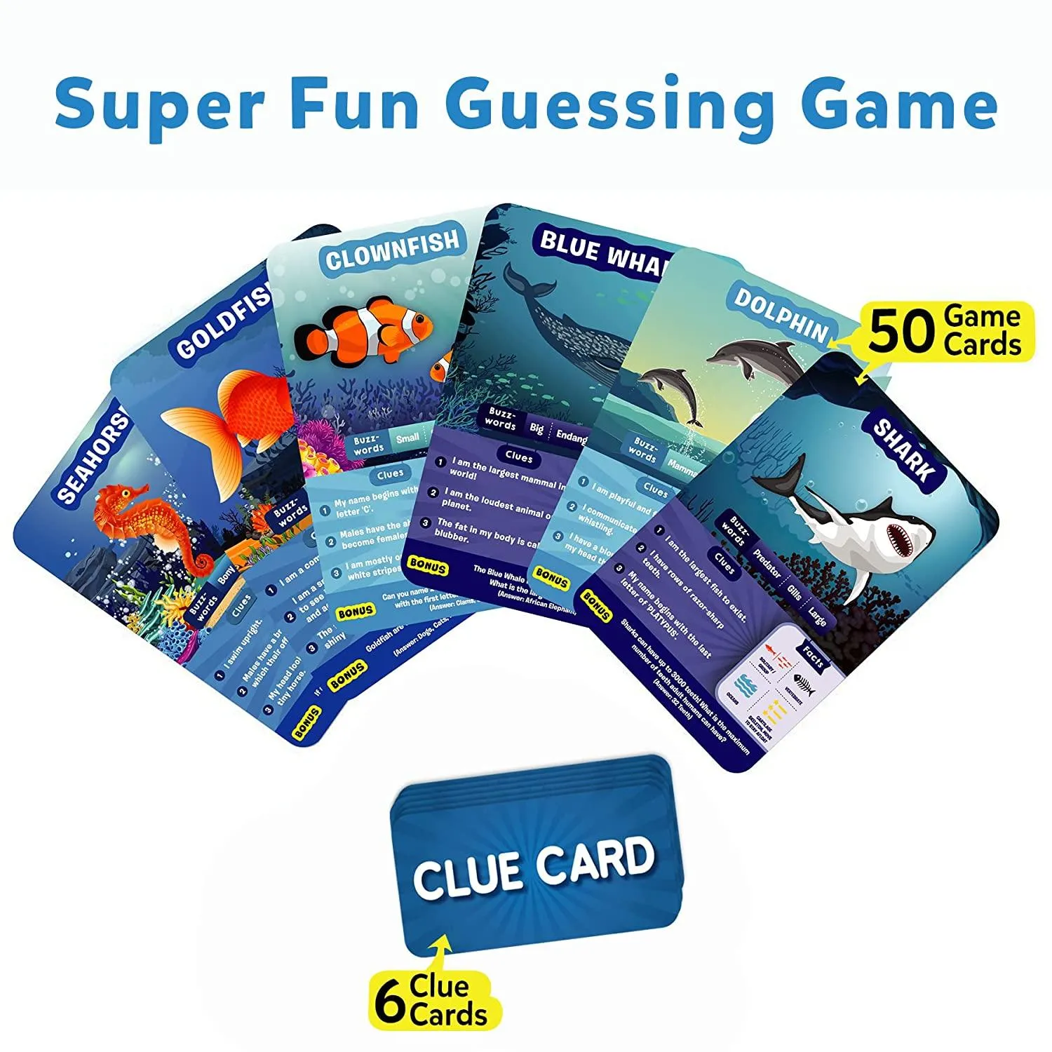 Skillmatics Guess in 10 Underwater Animals - Family Card Game for Ages 8 