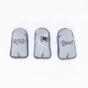 Zippypaws Halloween Miniz Tombstones Toy For Dogs - 3-Pack