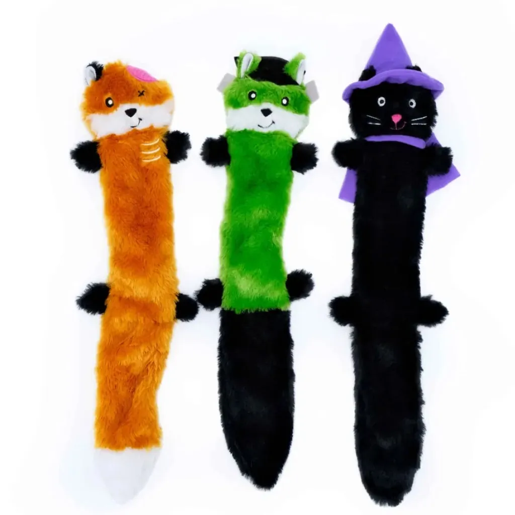 Zippypaws Halloween Skinny Peltz Squeaky Plush Toy For Dogs- 3 Pack (Large)