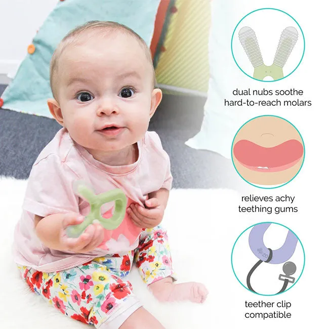 zoli baby bunny teether 2pk - mist/ash