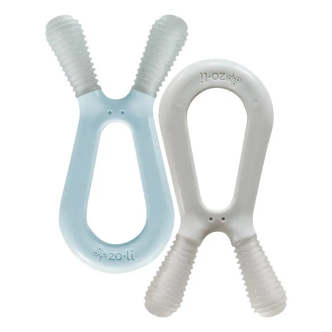 zoli baby bunny teether 2pk - mist/ash