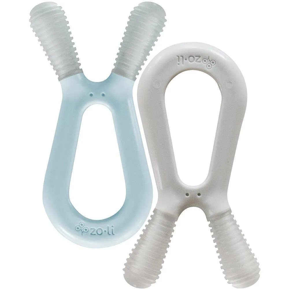 ZoLi BUNNY Teether (Pack of Two) - Mist Blue/Ash